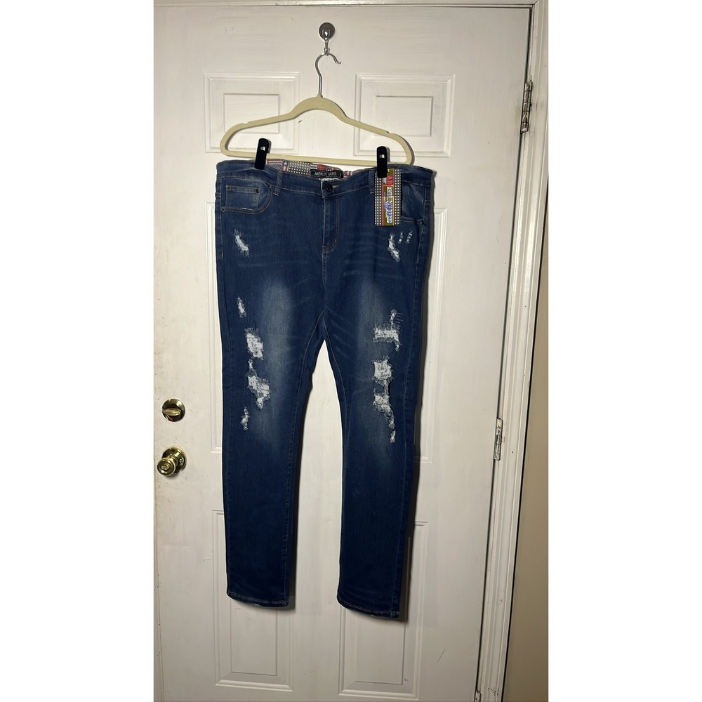 American Breed Men's‎ Distressed Blue Stretch Jeans 40